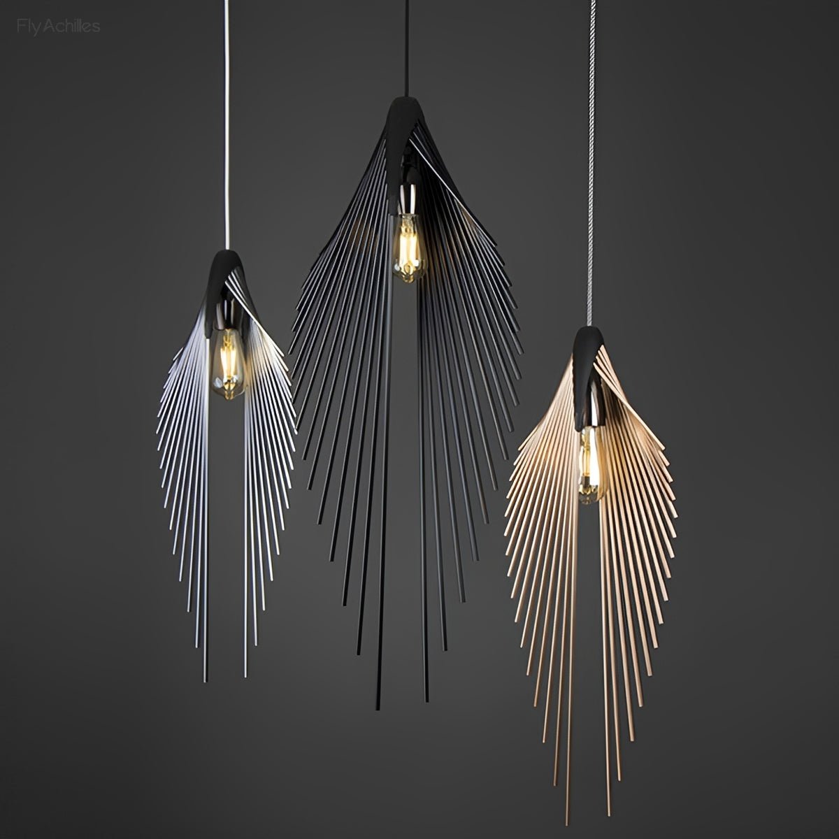Modern Luxury Sculptural Feather LED Pendant Light - Flyachilles