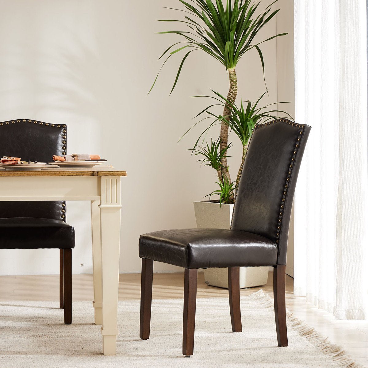 Modern Luxury Soft Fabric Rivet Armless Dining Chairs - Flyachilles