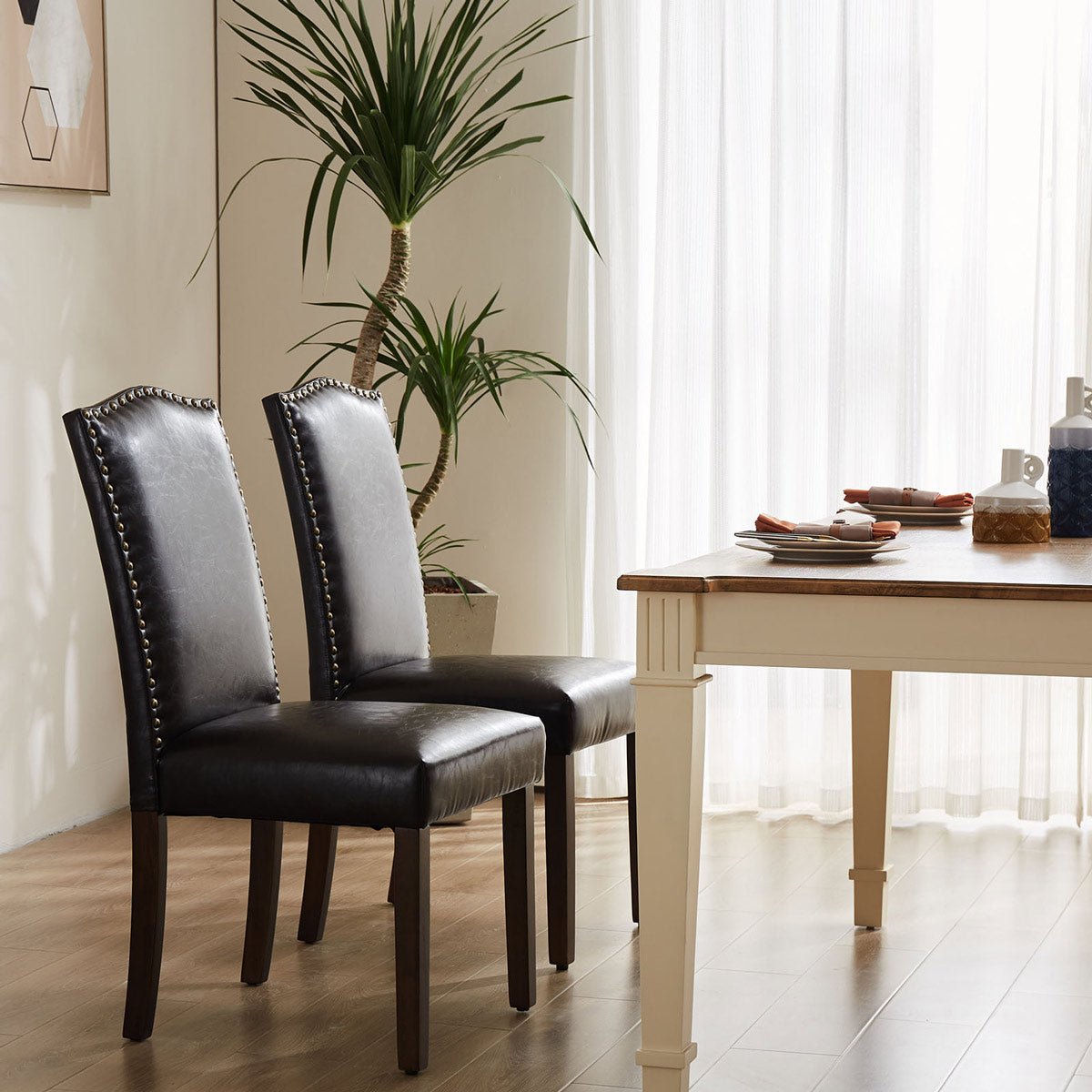 Modern Luxury Soft Fabric Rivet Armless Dining Chairs - Flyachilles