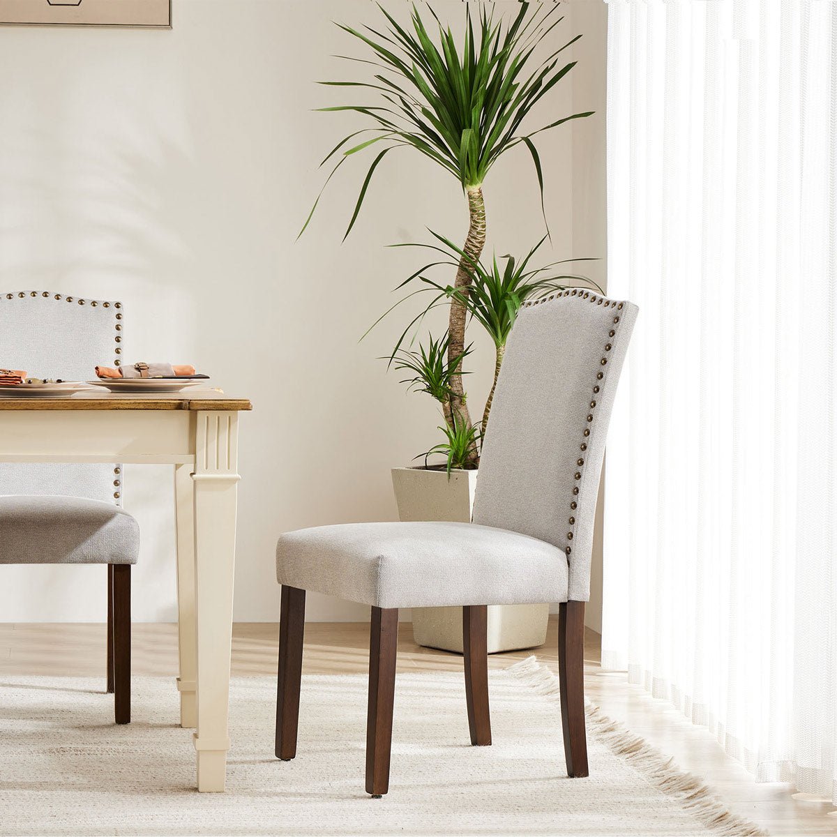 Modern Luxury Soft Fabric Rivet Armless Dining Chairs - Flyachilles