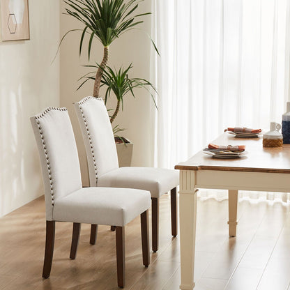 Modern Luxury Soft Fabric Rivet Armless Dining Chairs - Flyachilles