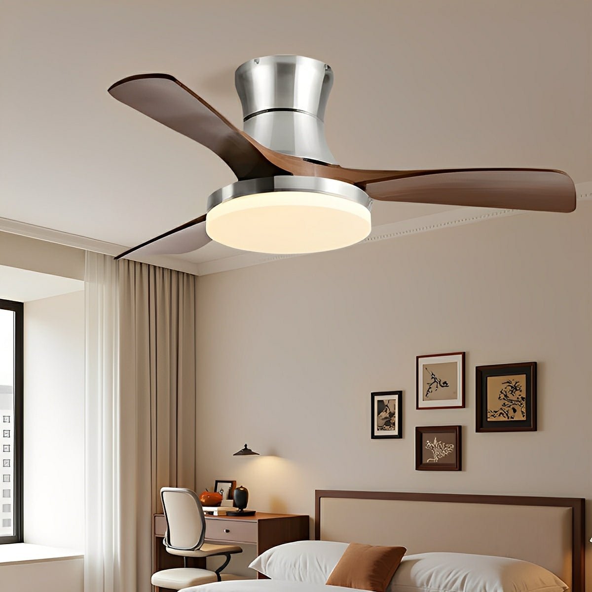 Modern Minimalist 3 - Blades DC Motor Reverse Full - Spectrum LED Ceiling Fan Light - Flyachilles