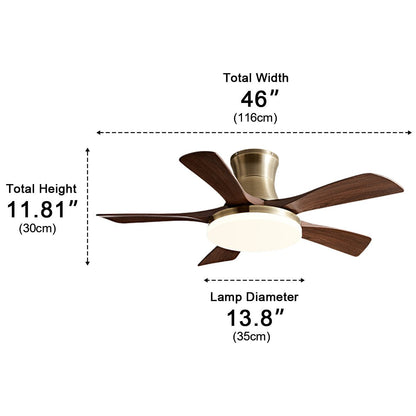 Modern Minimalist 5 - Blades DC Motor Reverse Full - Spectrum LED Ceiling Fan Light - Flyachilles