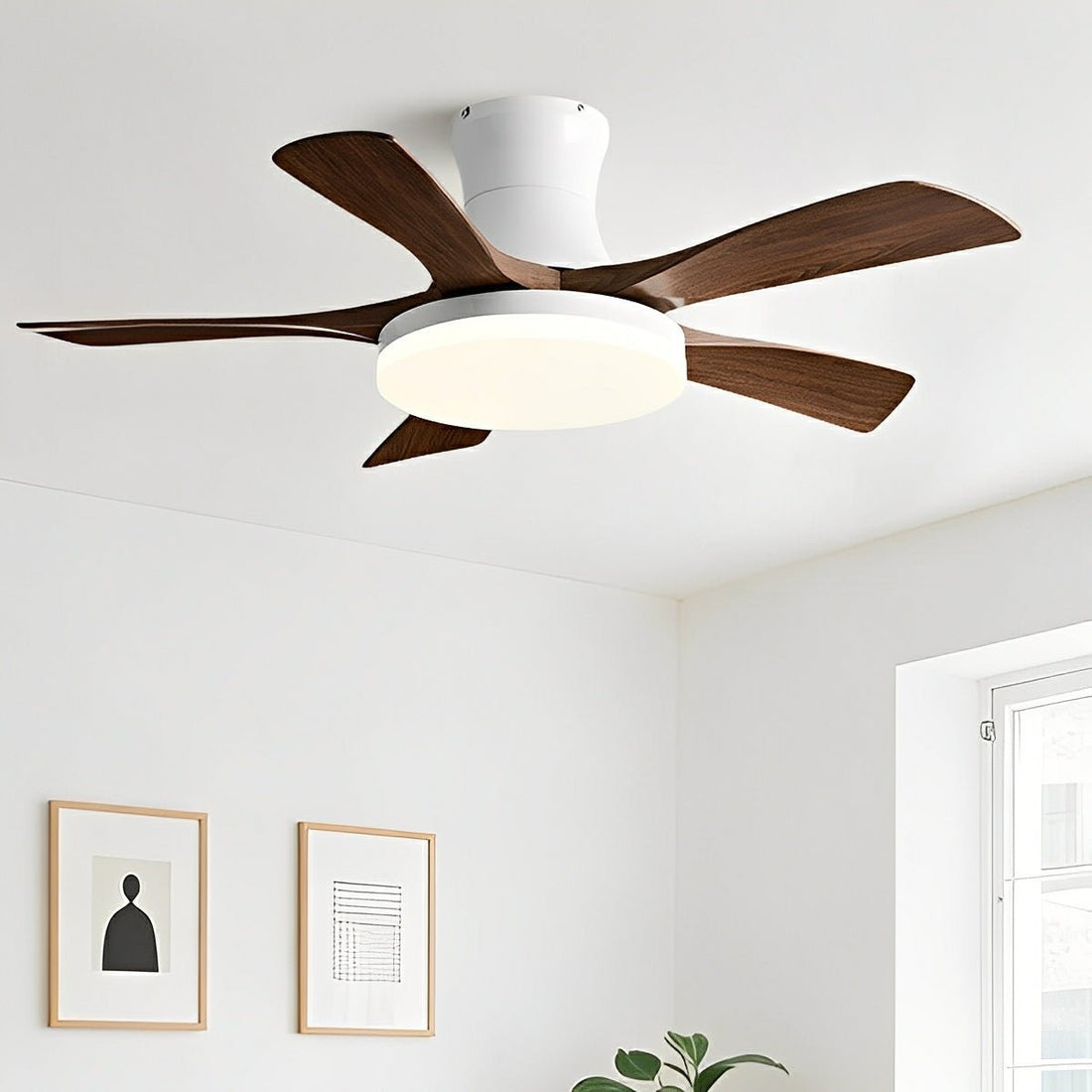 Modern Minimalist 5 - Blades DC Motor Reverse Full - Spectrum LED Ceiling Fan Light - Flyachilles