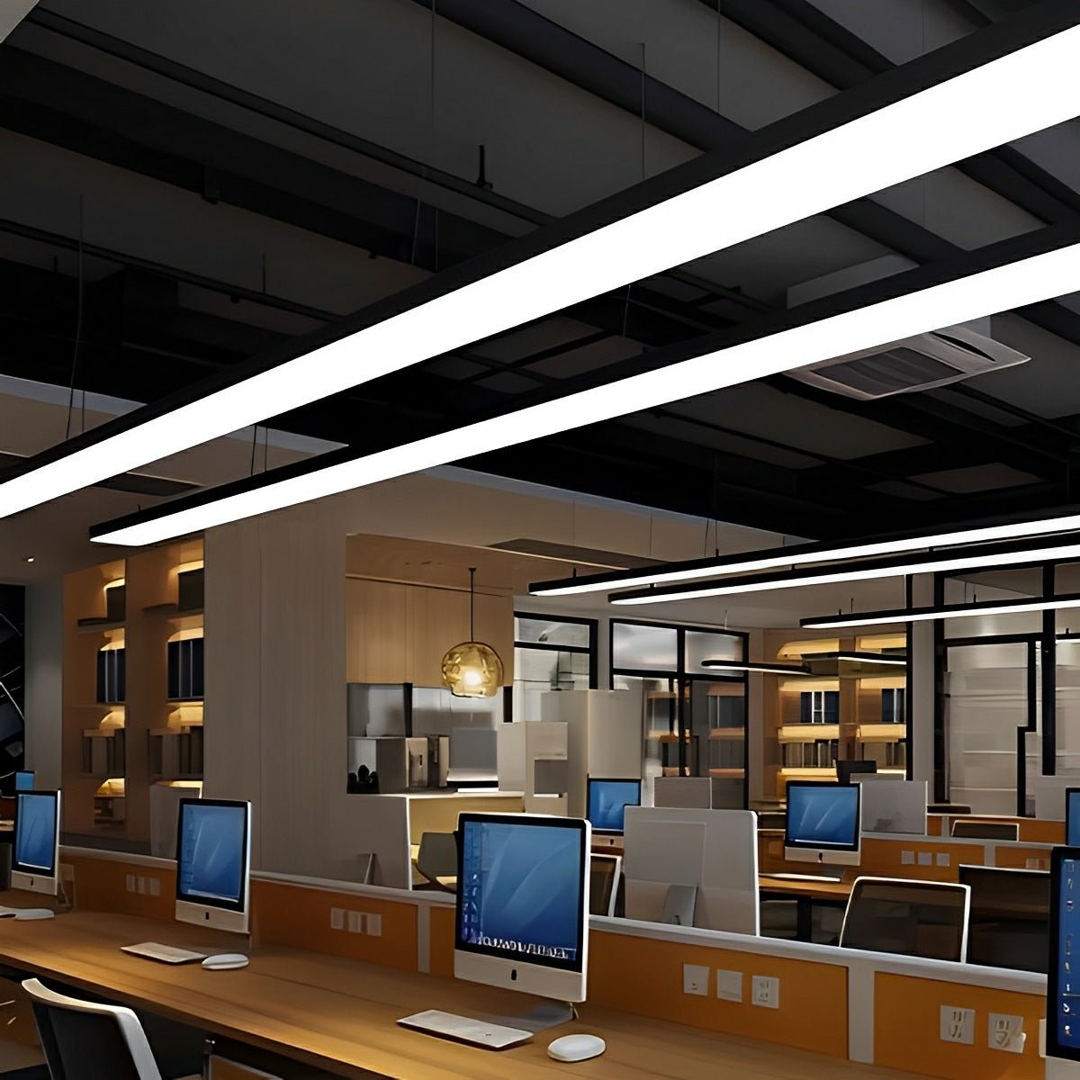 Modern Minimalist Black LED Recessed Office Hanging Light - Flyachilles