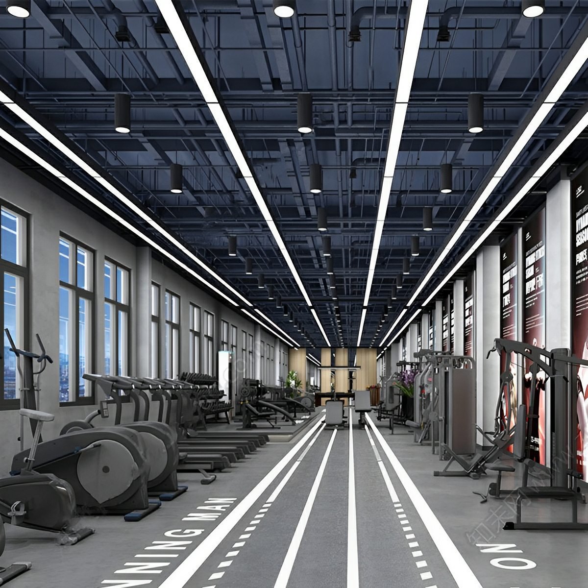 Modern Minimalist Black LED Recessed Office Hanging Light - Flyachilles