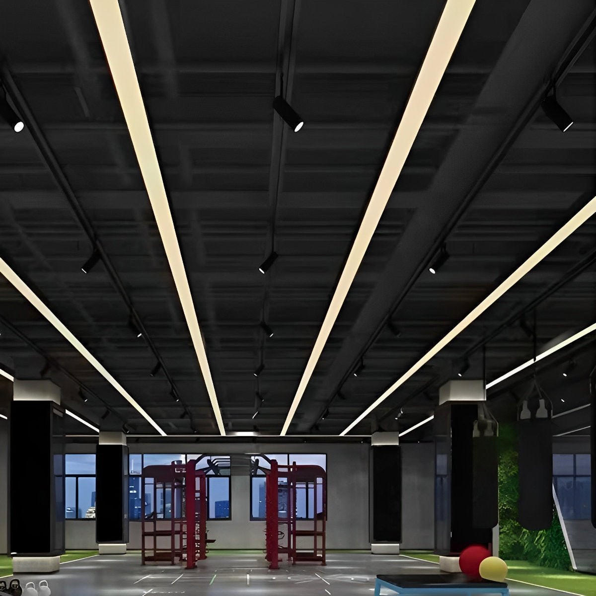 Modern Minimalist Black LED Recessed Office Hanging Light - Flyachilles