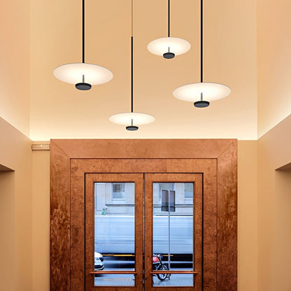 Modern Minimalist Black Slim Dish LED Pendant Lights - Flyachilles