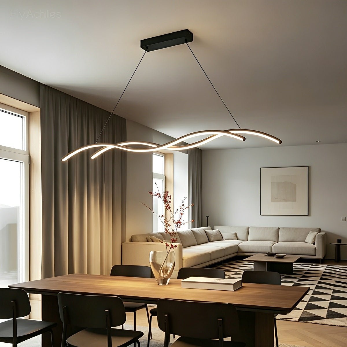 Modern Minimalist Double Wave LED Pendant Light - Flyachilles