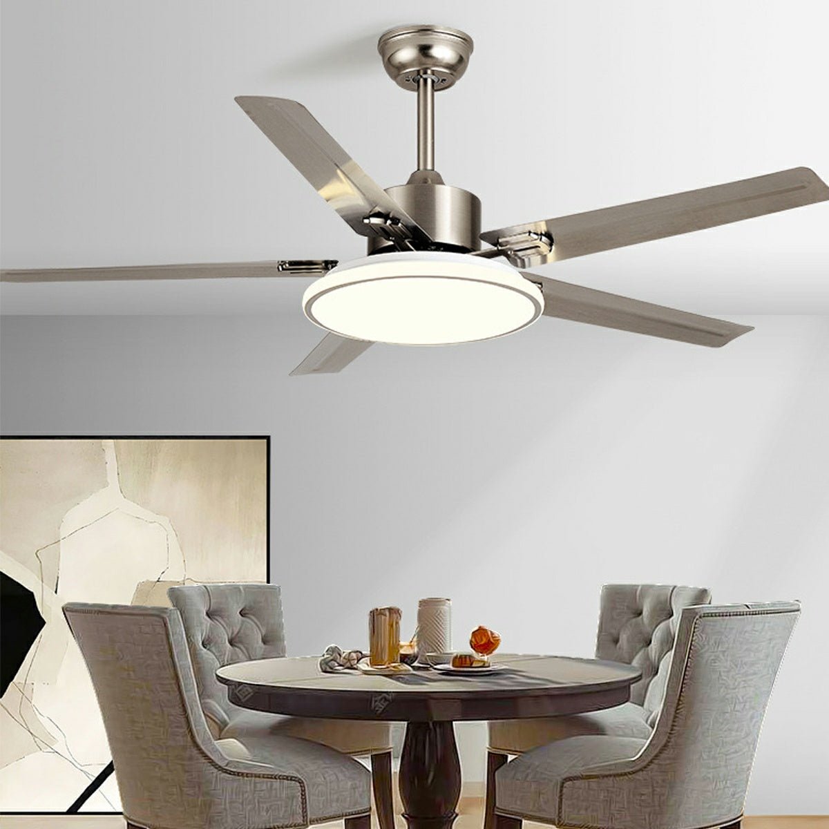 Modern Minimalist Five - leaf Stainless Steel Ceiling Fan - Flyachilles