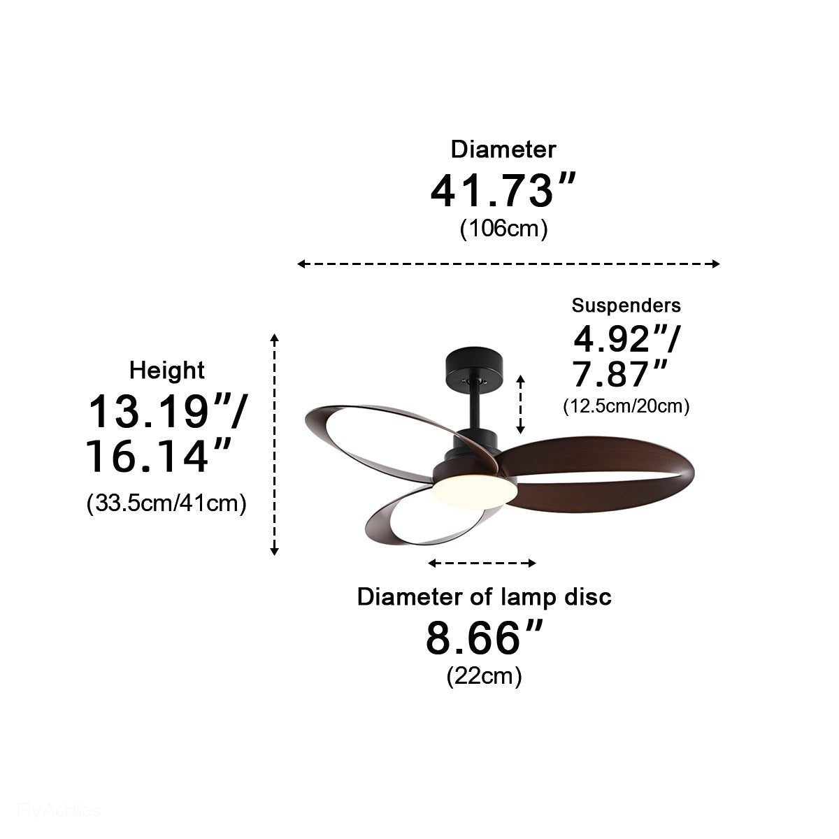 Modern Minimalist Geometric 6-Speed Reverse Ceiling Fan Light DC Motor - Flyachilles