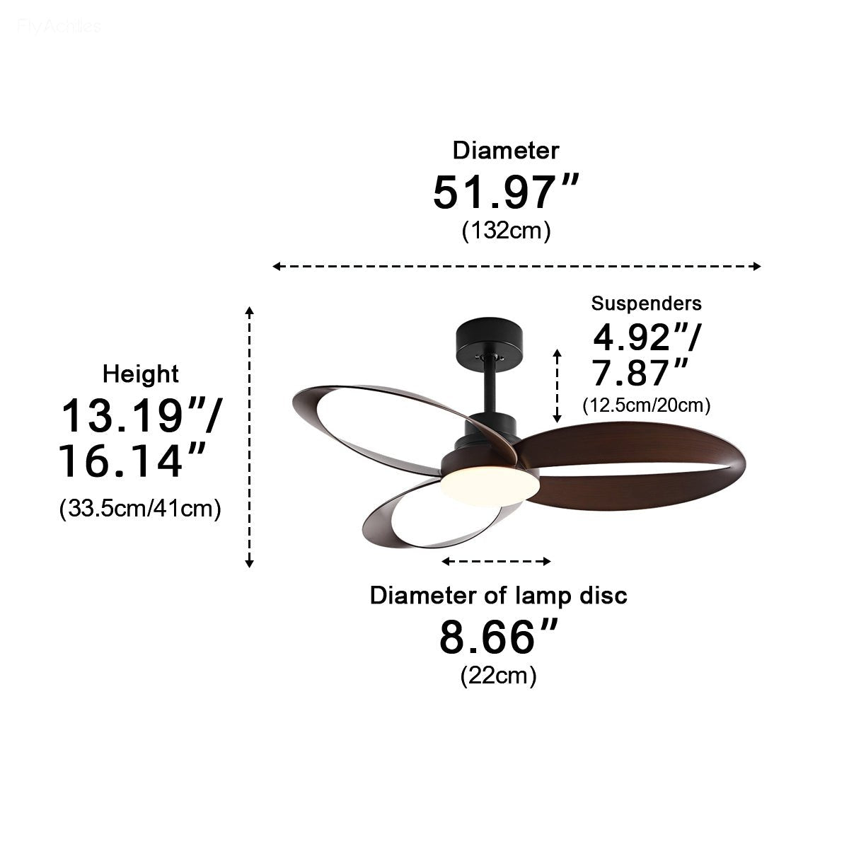 Modern Minimalist Geometric 6-Speed Reverse Ceiling Fan Light DC Motor - Flyachilles