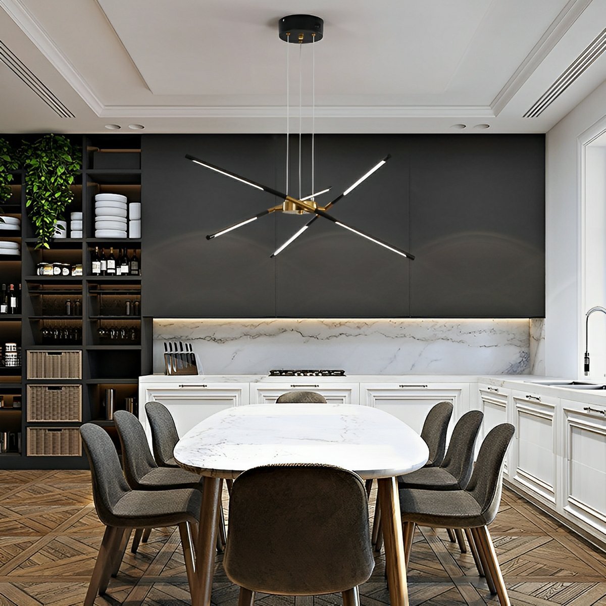 Modern Minimalist Geometric LED Long Strip Indoor Pendant Lights - Flyachilles
