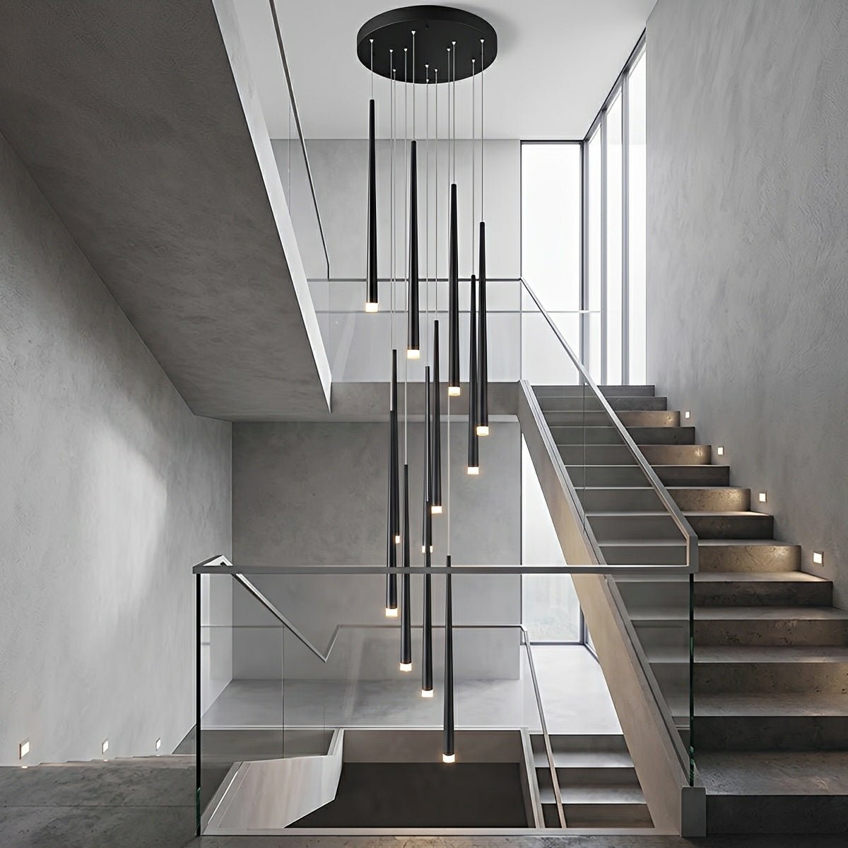 Modern Minimalist Multi - Drop Linear LED Stairs Pendant Lights - Flyachilles