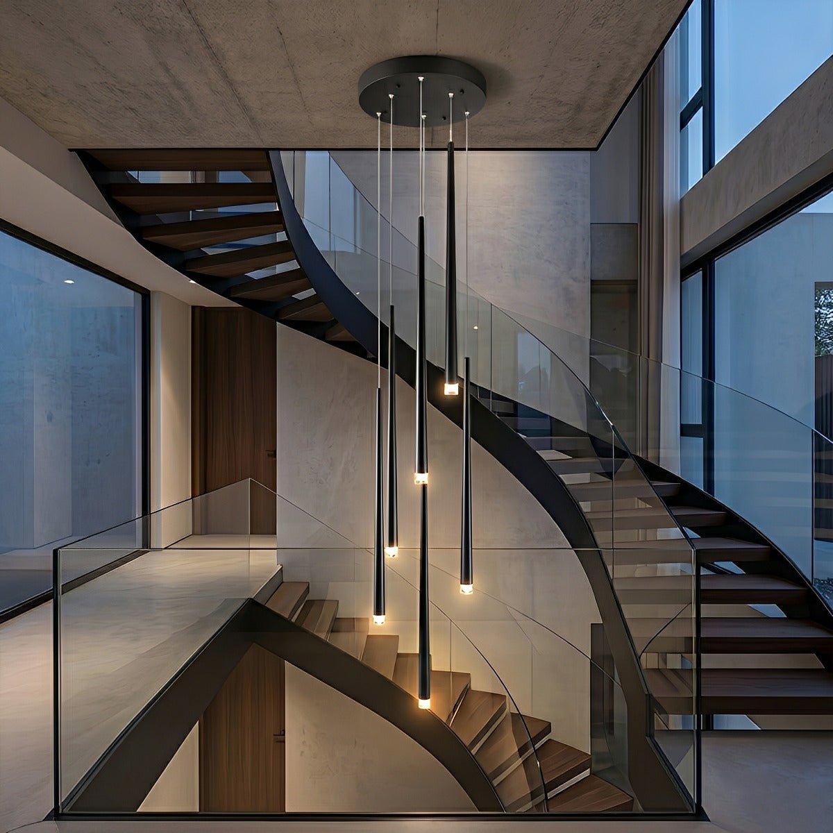 Modern Minimalist Multi - Drop Linear LED Stairs Pendant Lights - Flyachilles