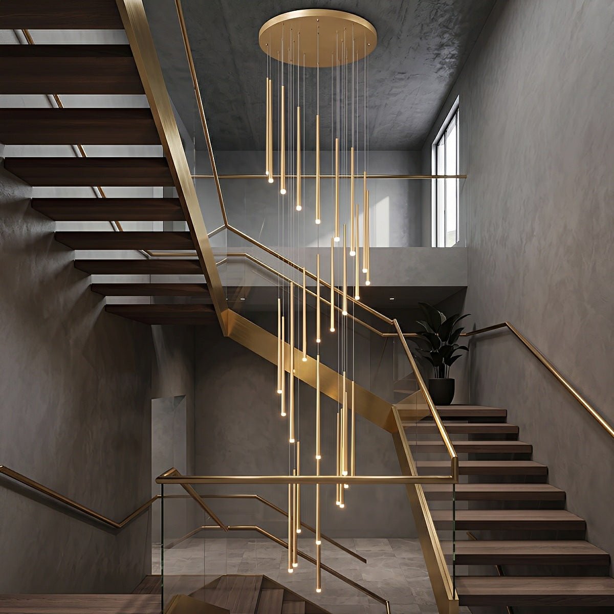 Modern Minimalist Multi - Drop Linear LED Stairs Pendant Lights - Flyachilles