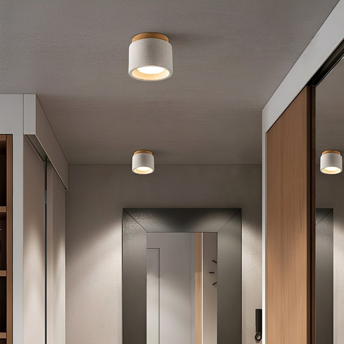 Modern Minimalist Round Cement LED Ceiling Lights - Flyachilles