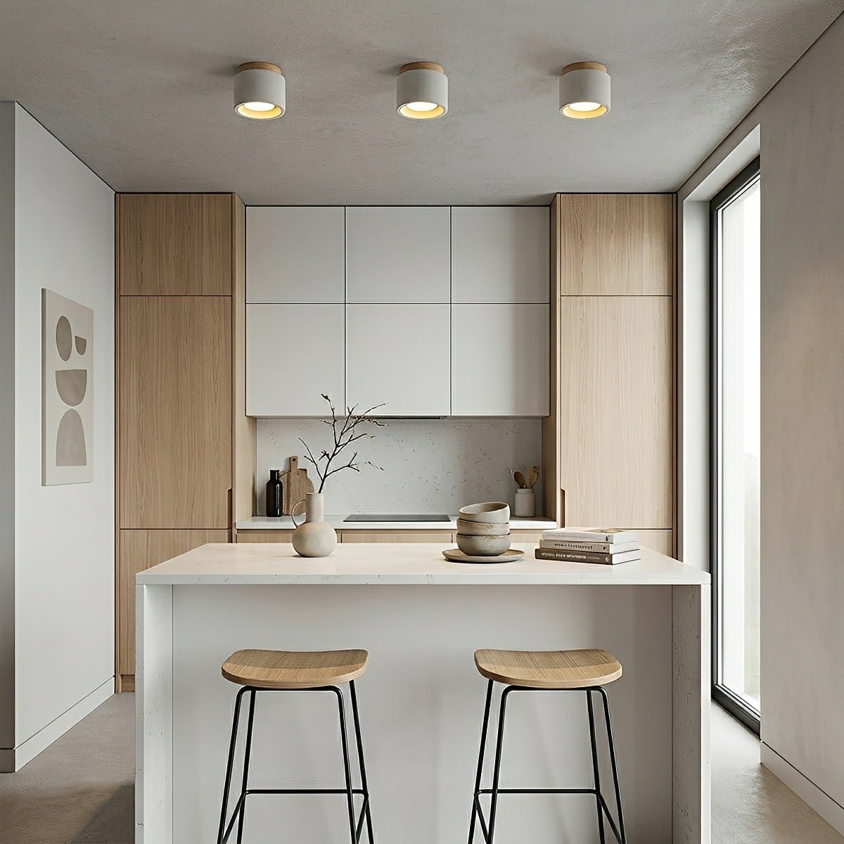 Modern Minimalist Round Concrete LED Ceiling Lights - Flyachilles