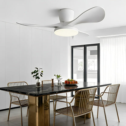Modern Minimalist Sculptural DC Motor Reverse Ceiling Fan with Light - Flyachilles