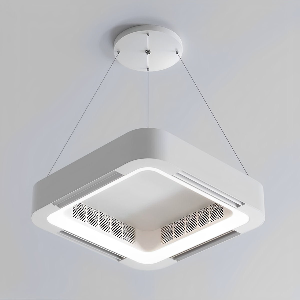 Modern Minimalist Square Mainless Lighting LED Indoor Pendant Fan Lights - Flyachilles
