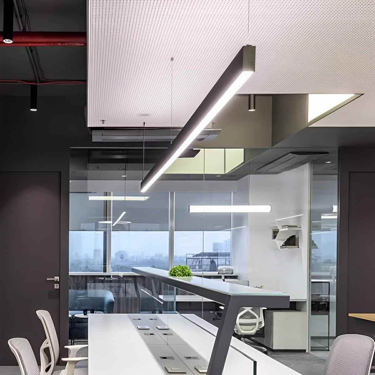 Modern Minimalist Up&amp;Down Linear LED Strip Office Ceiling Pendant Lights - Flyachilles