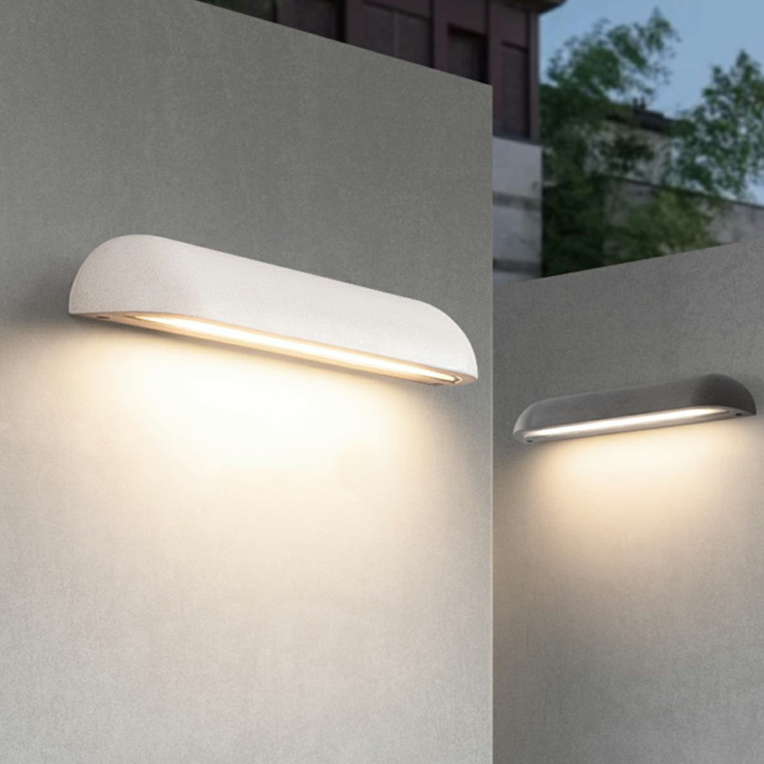 Modern Minimalist Waterproof Outdoor Cement Long Dome LED Porch Lights - Flyachilles