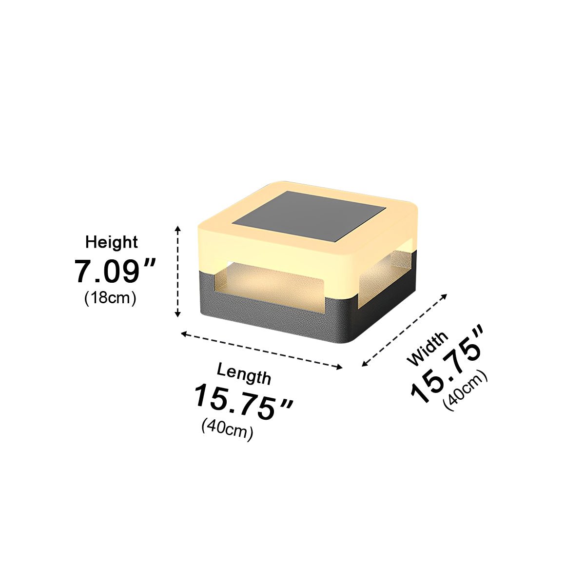 Modern Minimalist Waterproof Solar Square LED Outdoor Post Lights - Flyachilles