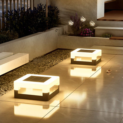 Modern Minimalist Waterproof Solar Square LED Outdoor Post Lights - Flyachilles
