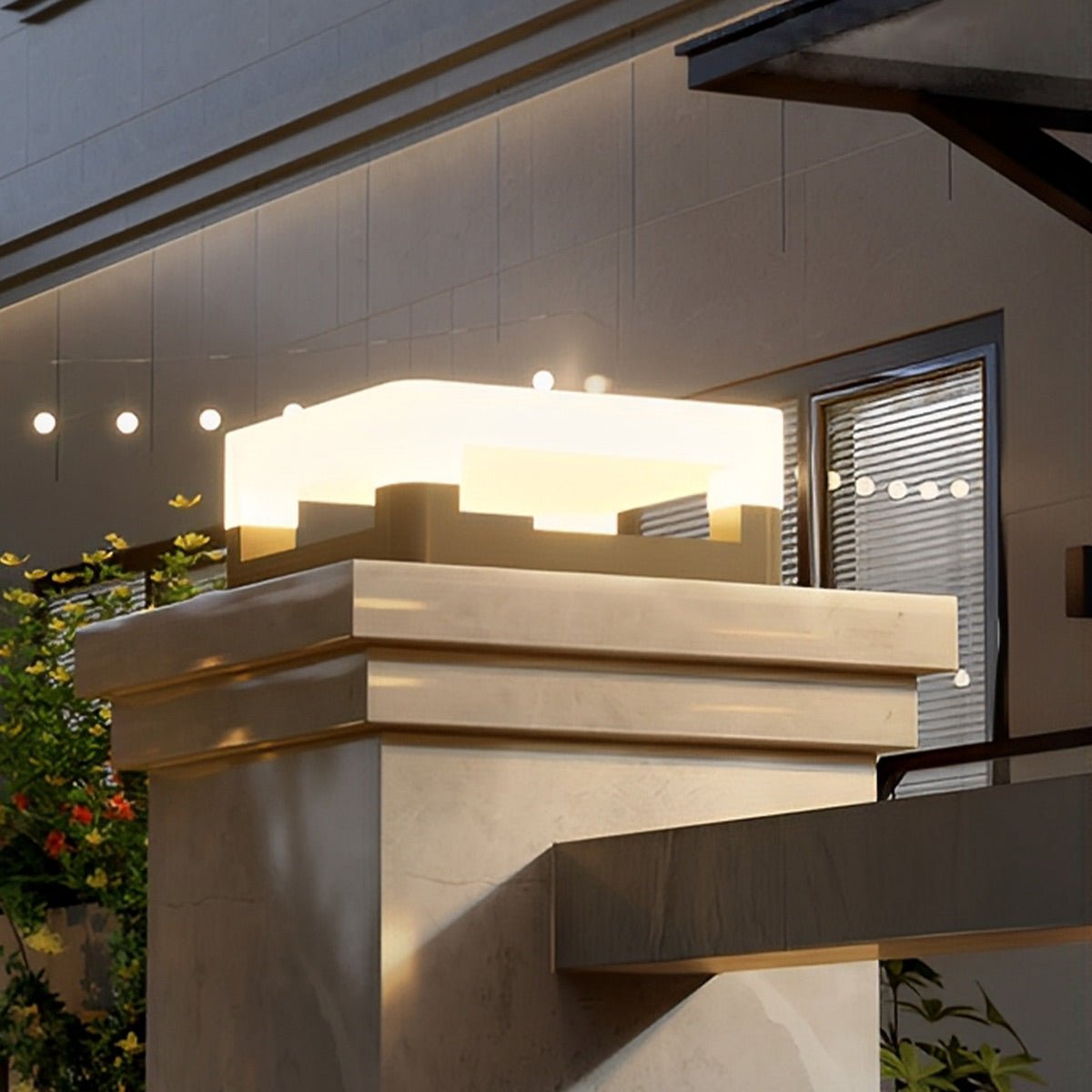 Modern Minimalist Waterproof Solar Square LED Outdoor Post Lights - Flyachilles