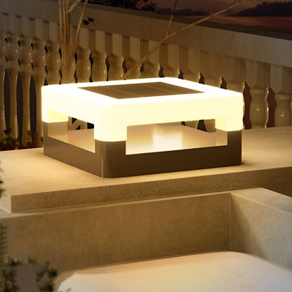 Modern Minimalist Waterproof Solar Square LED Outdoor Post Lights - Flyachilles