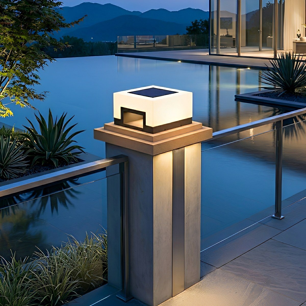 Modern Minimalist Waterproof White Square LED Fence Post Caps Lights - Flyachilles