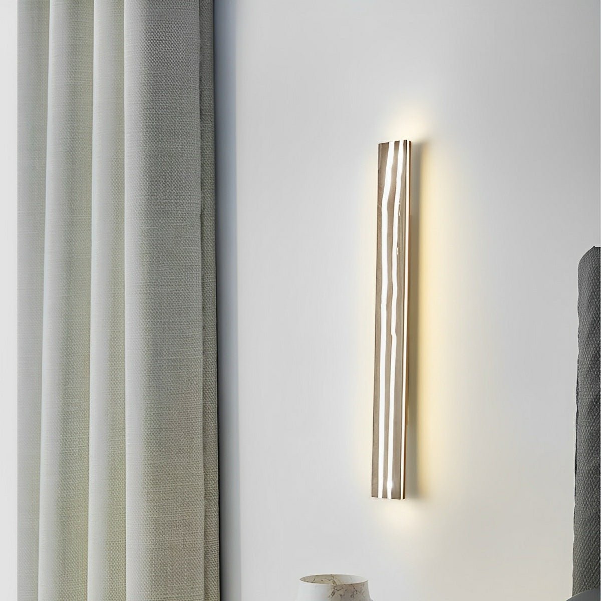 Modern Minimalist Wood Crazed Texture LED Long Strip Indoor Wall Sconce - Flyachilles