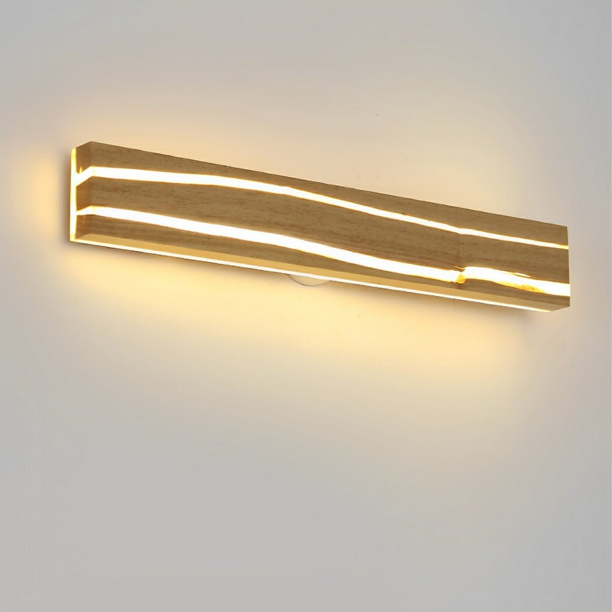 Modern Minimalist Wood Crazed Texture LED Long Strip Indoor Wall Sconce - Flyachilles