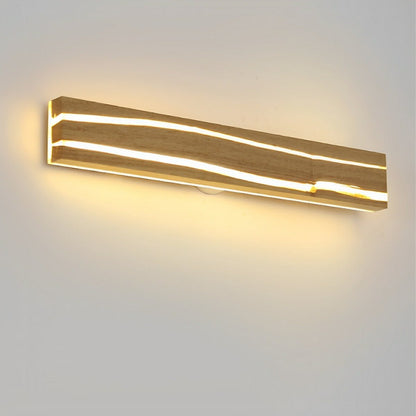 Modern Minimalist Wood Crazed Texture LED Long Strip Indoor Wall Sconce - Flyachilles