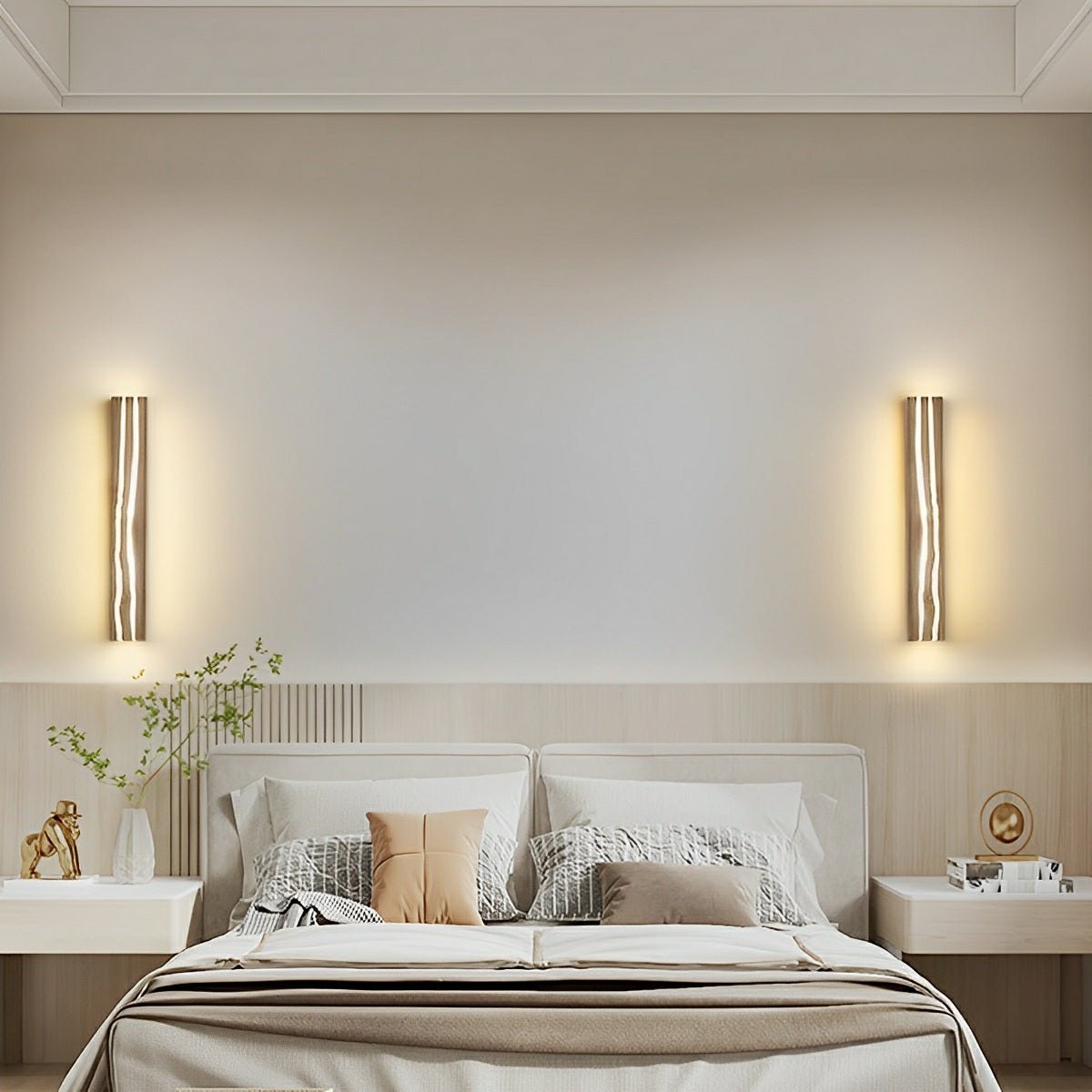 Modern Minimalist Wood Crazed Texture LED Long Strip Indoor Wall Sconce - Flyachilles