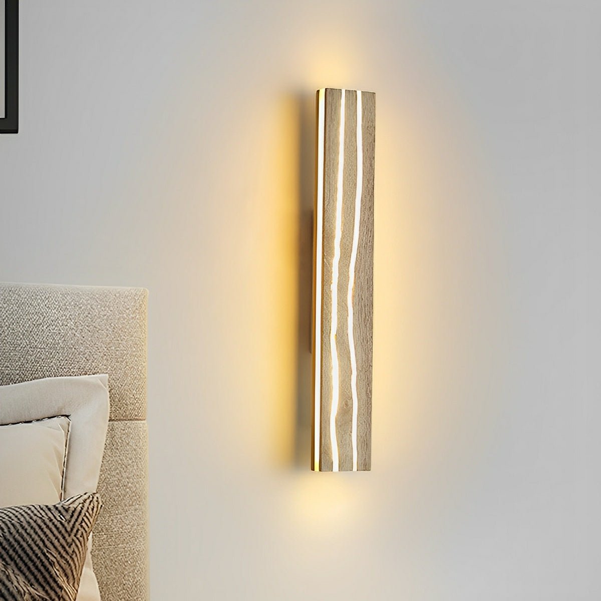 Modern Minimalist Wood Crazed Texture LED Long Strip Indoor Wall Sconce - Flyachilles