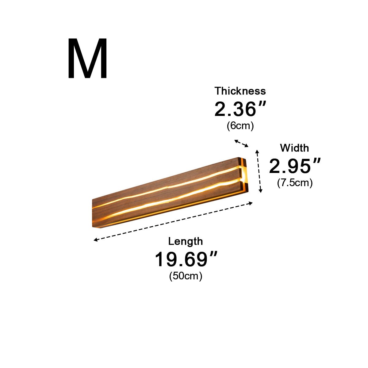 Modern Minimalist Wood Crazed Texture LED Long Strip Indoor Wall Sconce - Flyachilles