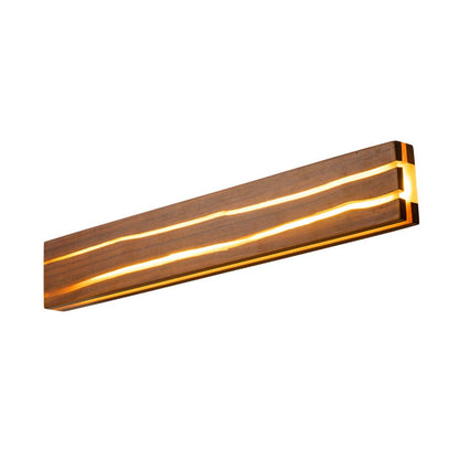 Modern Minimalist Wood Crazed Texture LED Long Strip Indoor Wall Sconce - Flyachilles