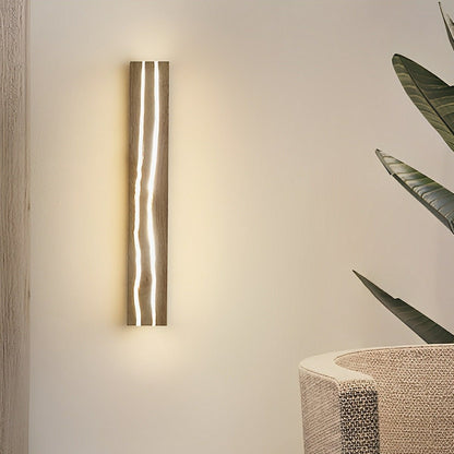 Modern Minimalist Wood Crazed Texture LED Long Strip Indoor Wall Sconce - Flyachilles
