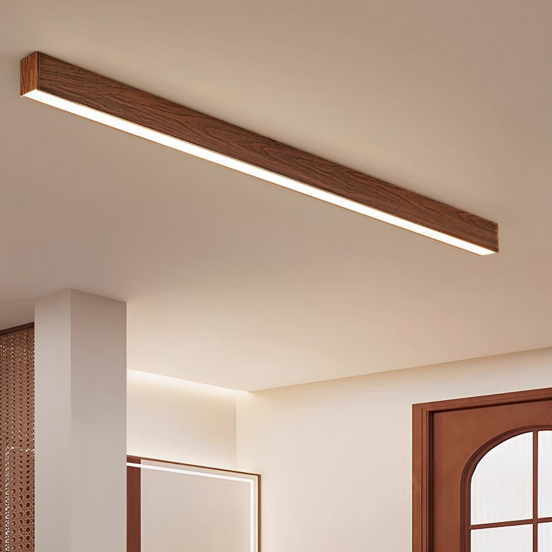 Modern Minimalist Wood Grain LED Long Strip Ceiling Light - Flyachilles