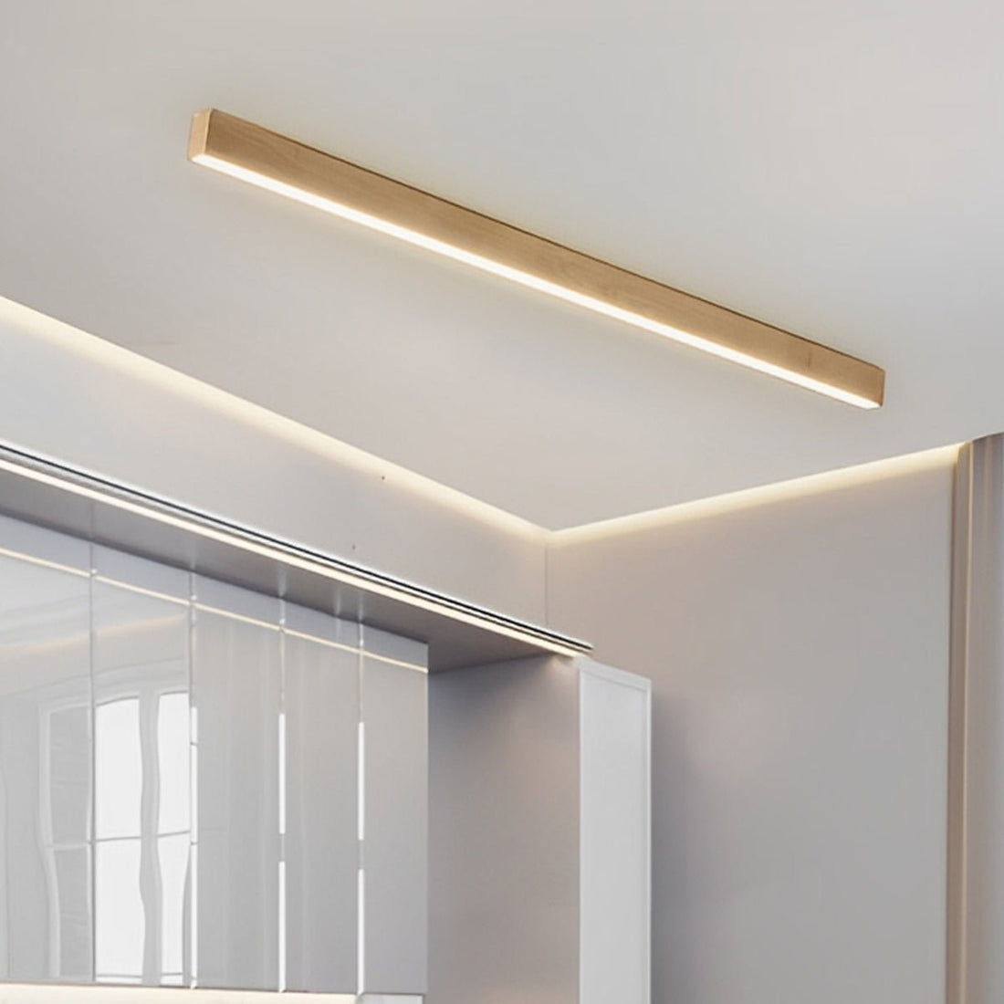 Modern Minimalist Wood Grain LED Long Strip Ceiling Light - Flyachilles