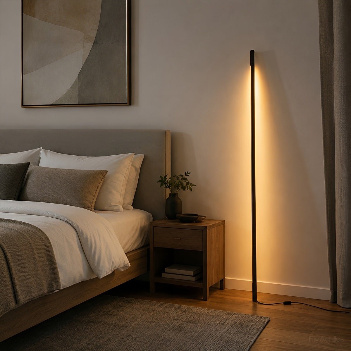 Modern Minimalist Wood LED Linear LED Floor Lamp - Flyachilles