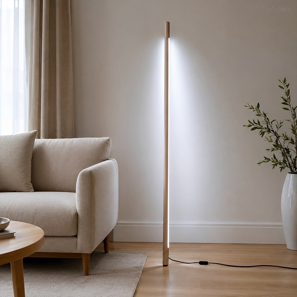 Modern Minimalist Wood LED Linear LED Floor Lamp - Flyachilles