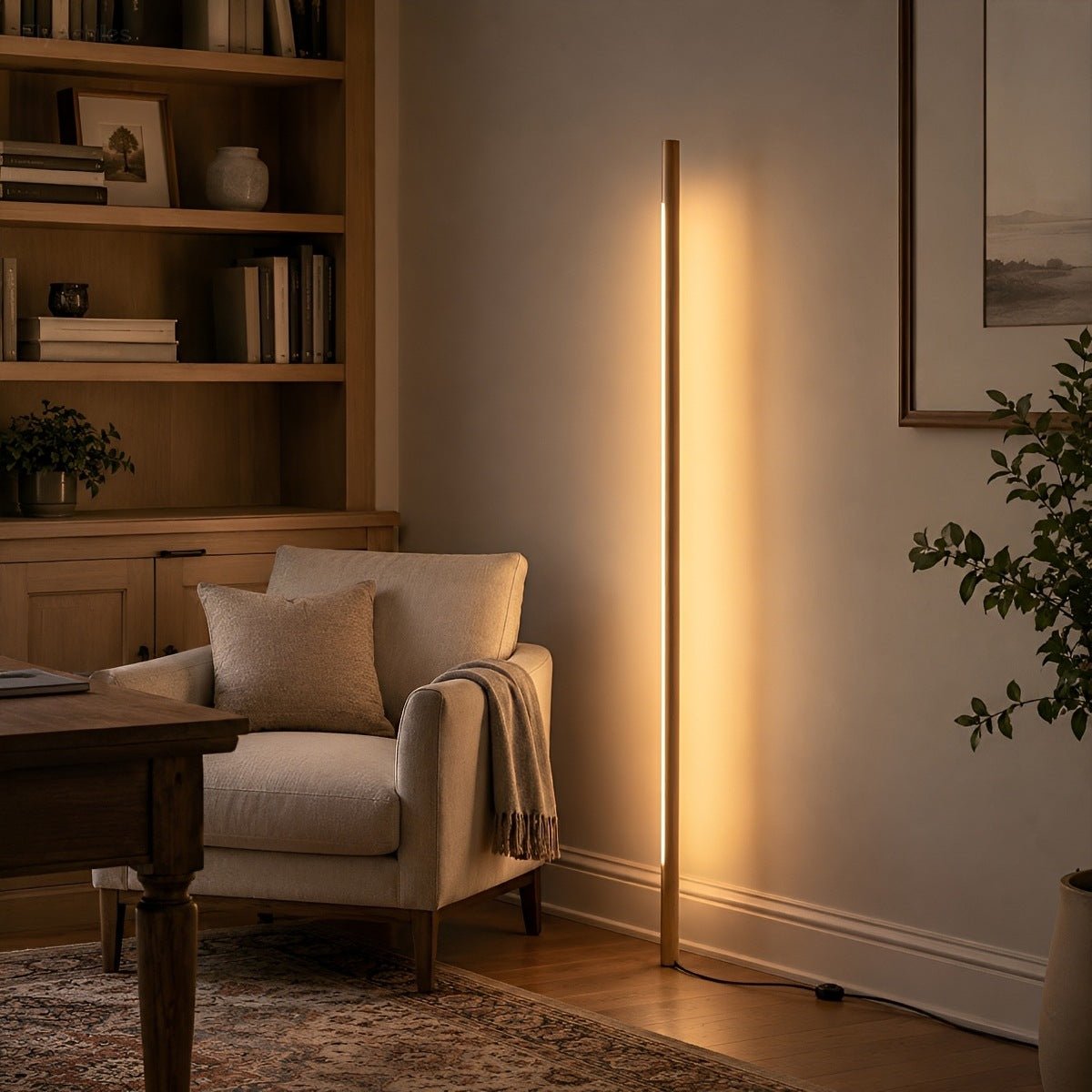 Modern Minimalist Wood LED Linear LED Floor Lamp - Flyachilles