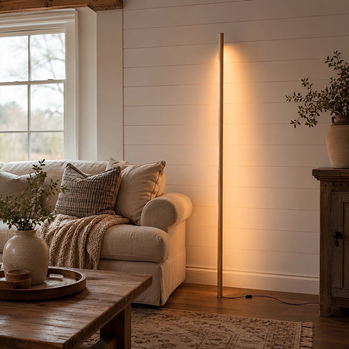 Modern Minimalist Wood LED Linear LED Floor Lamp - Flyachilles