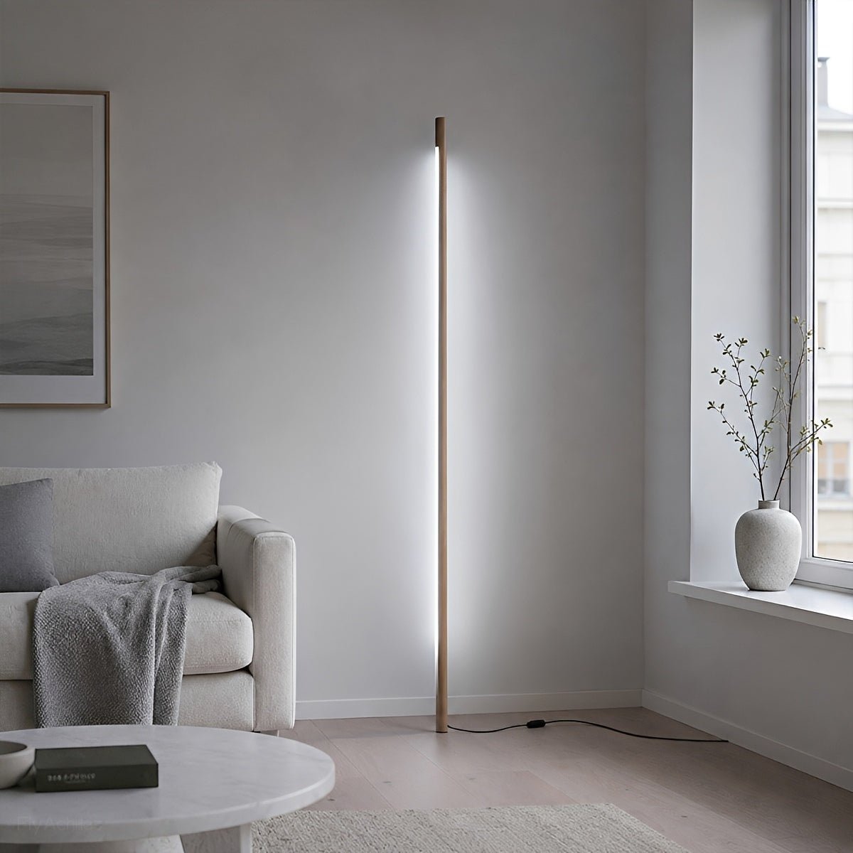 Modern Minimalist Wood LED Linear LED Floor Lamp - Flyachilles