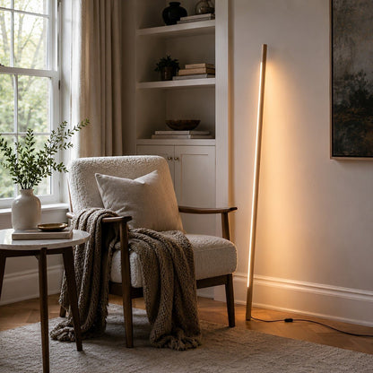 Modern Minimalist Wood LED Linear LED Floor Lamp - Flyachilles