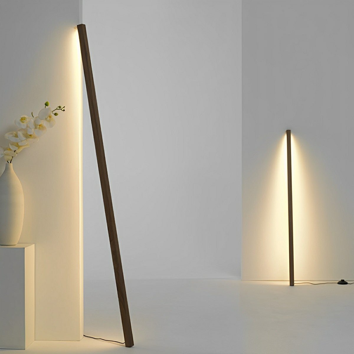 Modern Minimalist Wood Plug In LED Long Strip Floor Lamp - Flyachilles