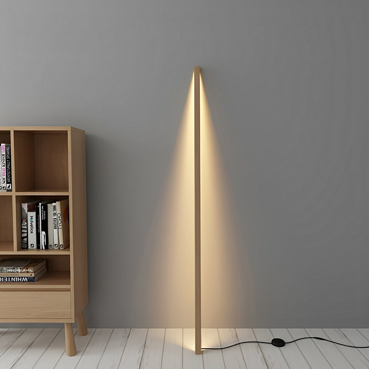 Modern Minimalist Wood Plug In LED Long Strip Floor Lamp - Flyachilles
