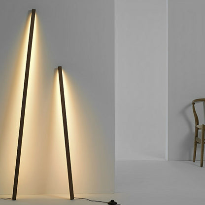Modern Minimalist Wood Plug In LED Long Strip Floor Lamp - Flyachilles